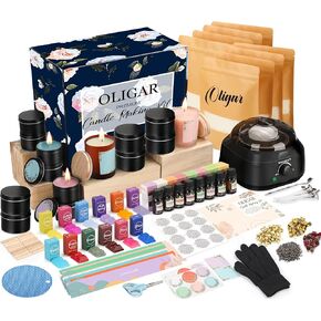 Complete Candle Making Kit with Wax Melter, Candle Making Supplies, Candle Making Kit for Adults,Beginners,Kids,Including Electric Stove,Wicks,Beeswax Wax,Rich Scents,Candle Tins,Dyes,Wick Clip