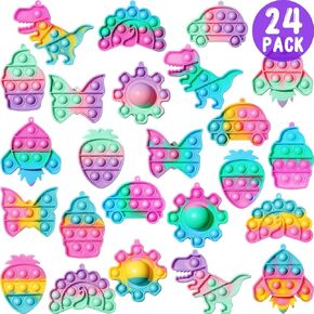 24 Pack Valentines Day Gifts for Kids - Dinosaur Pop Fidget Toy with Gift Cards for Kid Boy Girl, Bulk Kids Valentine Party Favors School Classroom Prizes Gift Exchange Basket Stuffers Fillers