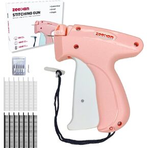 Mini Stitch Gun for Clothes - Stitchy Stitching Gun for Quick Clothing Fixer - Handheld Tagging Gun for Clothing Includes 6 Needles and 1000 White and 1000 Black Fasteners (Pink)