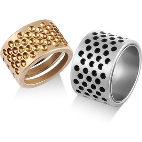 Stainless Steel and Brass Thimbles Set, Thimbles for Hand Quilting, Metal Thimbles for Hand Sewing Finger Protector, Durable Needlework Finger Protectors for Hand Sewing, Quilting, Stitching, Knitting