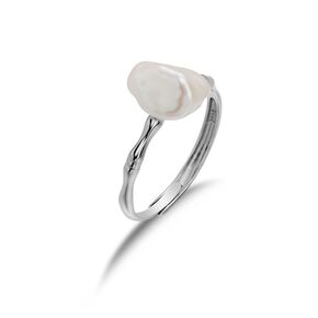 Pearl Ring for women Baroque pearl Ring sterling silver rings Dainty Pearl ring opening Adjustable Ring Jewelry Anniversary Gift for wedding Birthday Gifts for Women Girls