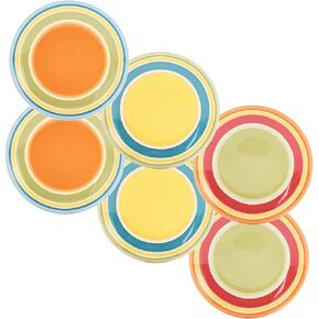 Bico Tunisian 6 inch Ceramic Plain Appetizer Plate, Set of 6, for Salad, Appetizer, Snacks, Microwave & Dishwasher Safe