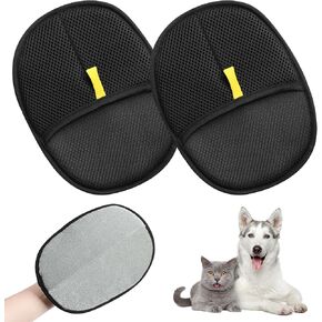 2pcs Double Sided Grooming Glove, Sueean Double-Sided Grooming Gloves for Pets,Pet Hair Remover Gloves for Dog & Cat, Reusable Pet Hair Remover Glove for Washing, Deshedding, Grooming