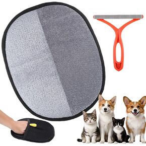 Palksky Pet Hair Removal Tool 2Pack, Reusable Static Removal Gloves, Double-Sided Grooming Gloves for Pets, Removes Pet Fur Hair for Carpets, Couch, Pet Bed, Cat Tree, Furniture & Rug
