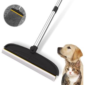 Carpet Rake for Dog Hair Remover: 2 in 1 Reusable Pet Hair Remover – 60‘’ Adjustable Long Handle Carpet Hair Removal Tool for Dog Cat Human Hair – Carpet Scrape Cleaning for Rug Couch Bed (blue)