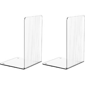 Bookends Acrylic ، 2 PCS Book نهايات للأرفف ، حامل كتب الأطفال الشفافة مع الحصير غير المنقولة لمدرسة مكتب المكتبة المكتبية ، وملحقات رف الكتب Decorative ، للكتب الشاقة ، سجل فينيل ، قرص مضغوط