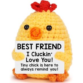 Funny Chicken Best Friend Easter Basket Stuffers Essentials for Teens Easter Egg Fillers, Mothers Day I Love You Friend Birthday Gifts for Women, Bestie BFF Handmade Crochet Animals Chick Desk Decor