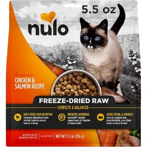 Nulo Freestyle Freeze-Dried Raw, Ultra-Rich Grain-Free Dry Cat Food for All Breeds and Life Stages with BC30 Probiotic for Digestive and Immune Health, Chicken & Salmon, 16 Ounce