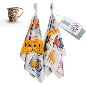 Decorative kitchen towels - Cute kitchen towels - Waffle kitchen towels - Waffle dish towels for kitchen - Kitchen towel with hanging loop - Coffee mug kitchen towels -Aesthetic kitchen towels