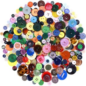 370-400 PCS Mixed Color Buttons Assorted Sizes Round Resin for Crafts Sewing Scrapbooks DIY Manual Button Painting DIY Handmade Ornament Buttons (Mix Color)