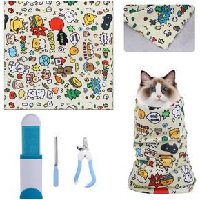 Cat Grooming Wrap, Cat Wrap for Anti-Scratch & Perfect for Nail Clipping, Ear Cleaning, and Teeth Brushing, Multifunctional Cat Anti-Escape Grooming Hammock