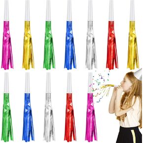 12 Pcs Glitter Noise Makers Metallic Fringed Party Blower for Adults Birthday Graduation New Years Party Favors Supplies (Colorful)