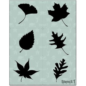 Stencil1 Leaves Stencil Set - Reusable Ideal for Card Making, Paper Crafts, Holiday Gift Making, Sturdy Art Projects - Decor on Walls Fabric & Furniture Recyclable Art Craft - Pack of 6