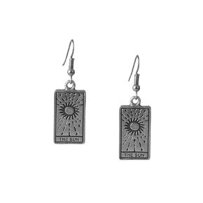 Sun Tarot Cards Pendant Earrings for Woman Positivity, Vitality and Success Silver Gothic Jewelry Best Gift Cards for Women Birthday Earrings