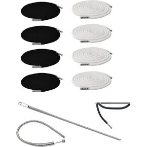 8 Pcs Drawstring Cord 57 Inches Replacement Drawstring with Easy Threader Tool for Hoodies Shorts Sweatpants Pants Jackets Trunks Coats (Black, White)
