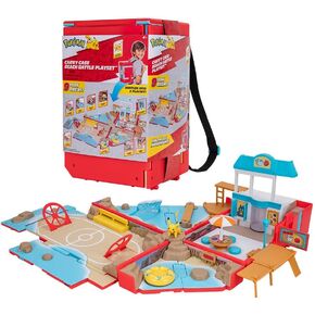 Pokemon Carry Case Beach Battle Playset - Portable Transforming Backpack Playset with Action Features and 2-inch Pikachu Battle Figure