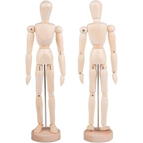 Tosnail 2 Pack 12 Inches Tall Wooden Mannequin Artist Manikin with Stand - Great for Drawing or Desktop Decor
