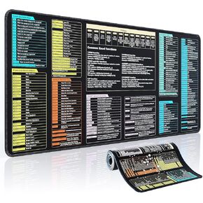 Waterproof Desk mat—Excel Cheat Sheet Desk pad—Contains 12 Types of Common Skills in Excel and Word—Large XL Gaming Mouse pad|Office Keyboard pad|Computer mat with excel Shortcuts