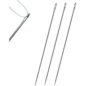 Generic 9" Needle Thai Garland Long Hand Sewing Needle Sewing Upholstery Needle Long Straight Craft Project 3 Pieces, Silver