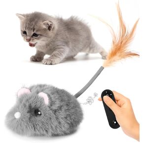 Remote Control Cat Toy Rechargeable Moving Cat Toy Cat Mouse Toy Interactive Cat Toys for Indoor Cats Automatic Cat Toy with 3-Speed Adjustment and 4 Directions