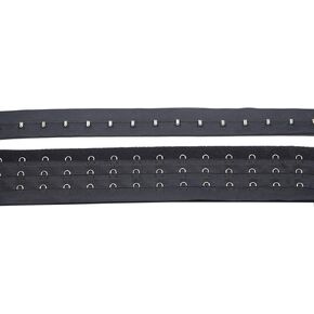 2.5 Yards Pair Three Row Hook and Eye Tape Trim for Sewing Quilting Corset Bra Renaissance Dance Bridal Costumes (Black Three Row)