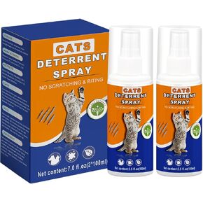 Cat Deterrent Spray - Effective Training Aid with Natural Ingredients, Safe Indoor & Outdoor Deterrent for Furniture Protection, Non-Toxic Anti-Scratch Formula (2 Pcs * 100 ML) 7.0 OZ Orange