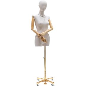 Female Dress Form Mannequin Torso Body Adjustable Height Dress Form Display Mannequin Body with Movable Universal Wheel for Clothing Dress Jewelry Display (Luxury White)