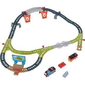 ​Thomas & Friends Toy Train Set Talking Thomas & Brake Car Bruno Track Playset with Phrases & Sounds for Preschool Kids Ages 3+ Years