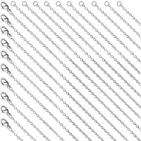 Bulk Fadeless Stainless Steel Necklace Chain, 20 Pack, Hypoallergenic, Silver, Jewelry Making Accessories (Fadeless Silver (17" +19 "))