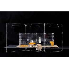 GuineaLoft™ Acrylic Folding Pet Gate and Divider – Large, Clear, Free-Standing, Foldable, Extendable, Lockable, Sturdy Enclosure for Dogs, Rabbits, Ferrets, Chinchillas - Visit The Store to See More