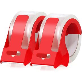 2 Rolls Clear Packing Tape with 2 refillable Dispenser, Heavy Duty Packaging Tape 1.88 Inches x 55 Yards, Strong Adhesive Packaging Tape for Moving Boxes, Shipping, Mailing, Office and Storage