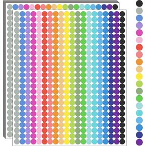 10000 PCS Small Dot Stickers 1/4" Round Color Coding Labels Circle Dot Stickers Label Sticker in 20 Colors for Office,Classroom