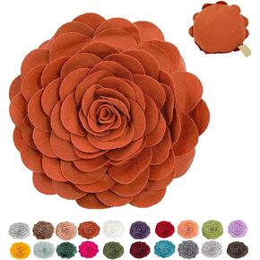 Fennco Styles Eva's Flower Garden Decorative Filled Throw Pillow 13" Round - Terracotta Floral Accent Pillow for Home, Couch, Bed, Living Room, Holiday and Office Décor