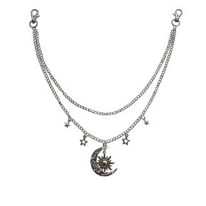 Moon and Sun Charm Pant Chain, Stars Pendant Punk Accessories Trouser Chain, Hip Hop Layered Belt Chains, Celestial Jewelry Bags Decorations