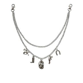 Cowboy Hat and Boot Charm Pant Chain for Men Women, Punk Accessories Trouser Chain, Hip Hop Layered Chains, Bags Decorations