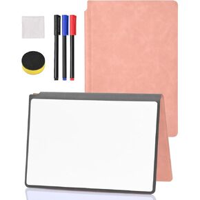 6.6“×9.5 Inch reusable dry wipe notebook, portable A5 Dry Wipe notebook, Wipe Notebook Business Home Office Whiteboard Notebook (Rose pink)