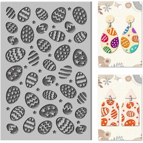 CHGCRAFT Easter Eggs Pentagram Stars Clay Texture Mat Polymer Clay Molds DIY Clay Texture Tools for Clay Pottery Earring Jewelry Making Stamp Engraving Machines, Eggs, 3.9x2.6x0.1inch