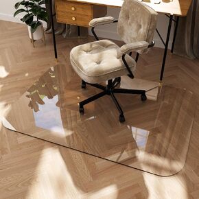 Office Chair Mat for Carpet & Hardwood, Upgraded 29" x 48" Dual Use Tempered Glass Chair Mat for Chair and Footrest Under Desk