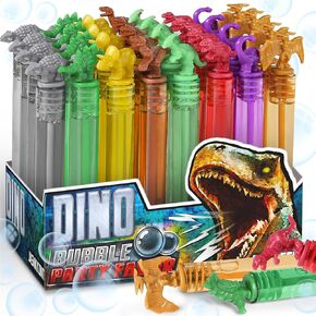 Dinosaur Bubbles Wands Bulk for Kids, Dino Birthday Decoration, 32 Pack Mini Bubble Party Favors for Jurassic, Pinata Stuffer, Goody Bag Filler, Classroom Prizes Treasure Box, Outdoor Toys for Toddler