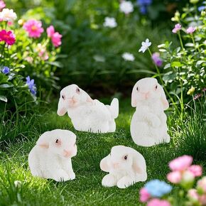 DR.DUDU 24 PCS Mini Easter Bunny Decor - Tiny Bunnies Figurines for Table Decorations, Miniature Rabbit Resin Animals for Easter Egg Filler DIY Crafts Fairy Gardens Home Accents (Brown)