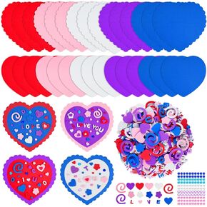 Nachlynn 730 PCS عيد الحب عيد الرغوة ملصقات القلب الطقم الحرف مع 30 جهاز كمبيوترا كبيرة من قلوب الرغوة 110 ملصقات جوهرة و 600 جهاز كمبيوتر ملصقات رغوة صغيرة لذات لماص على لوازم عيد الحب