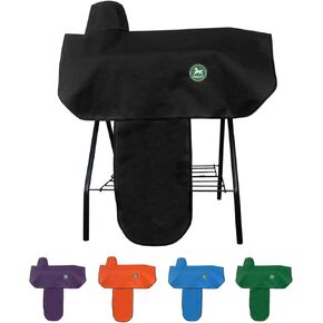 Western Saddle Cover with 6 Elastic Straps | Waterproof and Durable Oxford Fabric for Most Full-Size Western Saddles-Blue