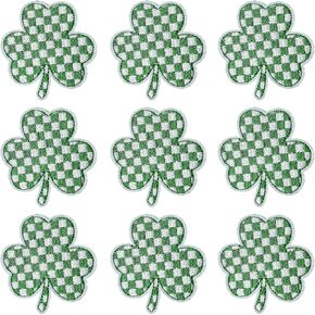 9 Pcs St. Patrick's Day Patches, Green Bow Patches, Irish Clover Lucky Shamrock Sew Iron on Embroidered Applique, DIY Craft Gifts for Kids, Bow Iron on Patches for Clothes, Hats, Jeans, T-Shirts