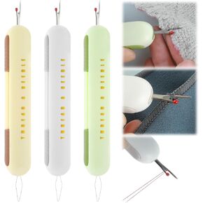 MBAIYO 2-in-1 Needle Threader Seam Ripper, 3 Pcs Needle Threader Seam Kit Needle Threaders Multi Functional Needle Threader Seam Ripper Tool for Sewing Crafting Knitting Quilting Cross Stitch Supplies