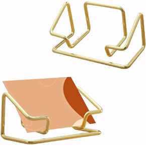Business Card Holder Desk，2 Pack Metal Business Card Holder Display,Business Card Display Stand,for Office Home Desktop (Gold)