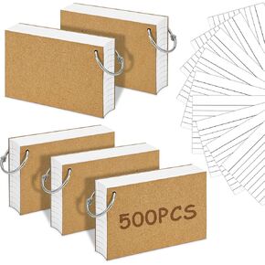 500PCS Colored Index Cards, 3x5 Inches Flash Cards with Ring, Lined on Both Side Notecards Ruled Study Card Flashcards Heavy Note Cards for Studying, Learning, School, College