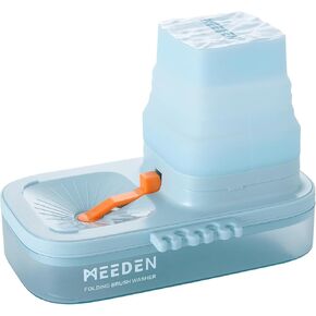 MEEDEN Portable Paint Brush Cleaner: Paintbrush Rinser with 5-Slot Silicone Brush Holder - Brush Washer for Acrylic Watercolor & Water-Based Paints, Blue