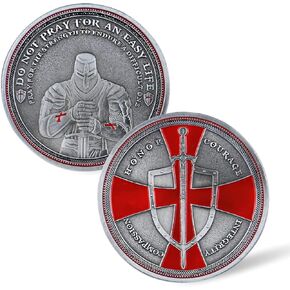 Glamtune The Knight Templar Challenge Coin Red Cross Religious Commemorative Coin Collection Gift