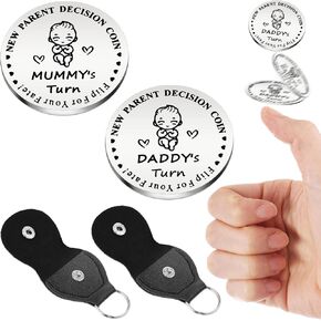 2pcs عملة القرار للآباء الجدد ، والعملة المعدنية الجديدة ، هدية الحمل للأطفال ، و Mommy's Daddy's Turn Coin هدايا جديدة للآباء والأمهات للأزواج ، والعملات الجانبية المزدوجة للهدايا الجديدة Dad Dad.