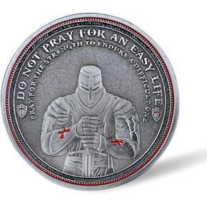 The Knight Templar Commemorative Coin Red Cross Religious Challenge Coin (Single Coin)